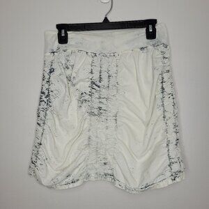 Wearables White & Gray Tie Dye Ruched Pull On Skirt grunge party going out small